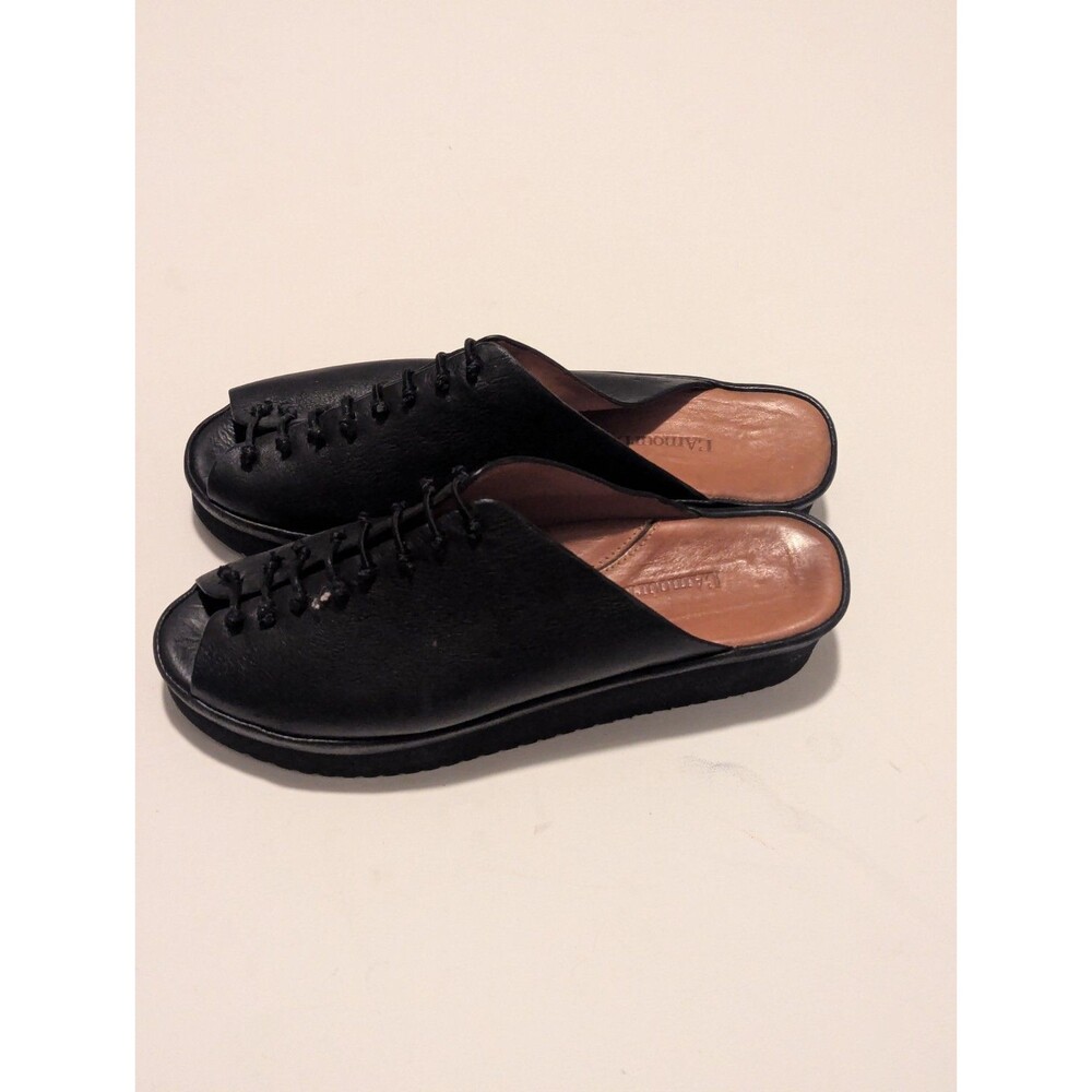 L’Amour Des Pieds Arienne Platform Wedge Black Sandals Leather Women’s Size 10M